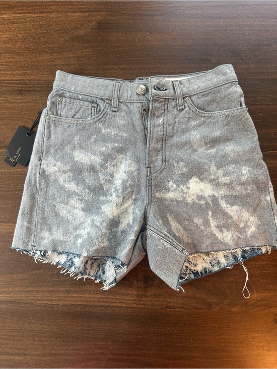 rag & bone Pants - rag & bone Acid-Wash High-Rise Denim Shorts